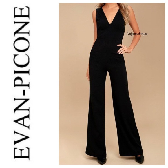 Evan Picone Pants - Evan Picone Black Sleeveless V-Neck Jumpsuit Sz 4 NWOT